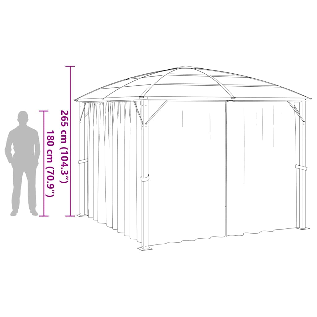 Pavillon mit Vorhängen 300 x 300 x 265 cm Anthrazit