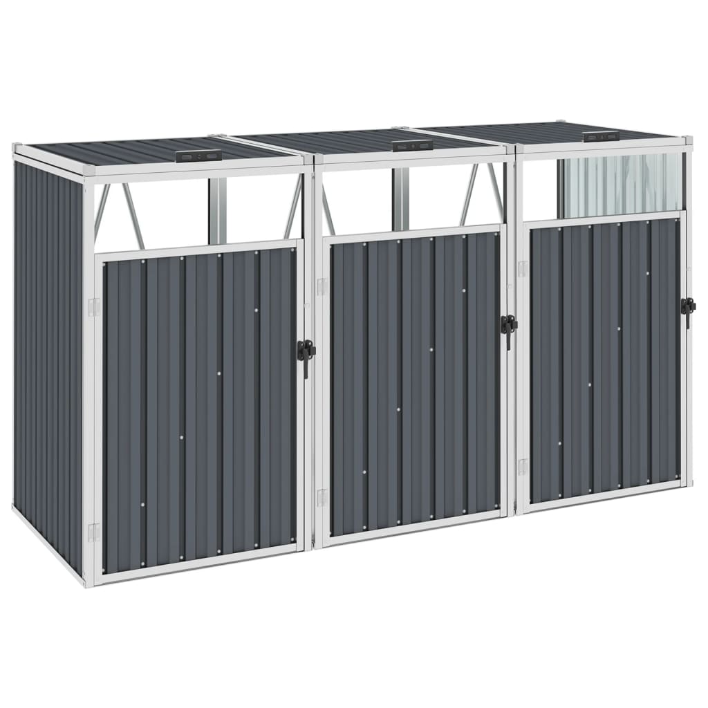 Mülltonnenbox für 3 Mülltonnen Grau 213×81×121 cm Stahl
