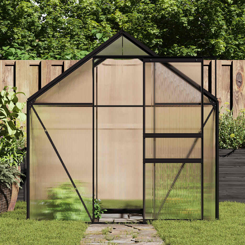 Gewächshaus mit Fundament Anthrazit Aluminium 3,61 m²