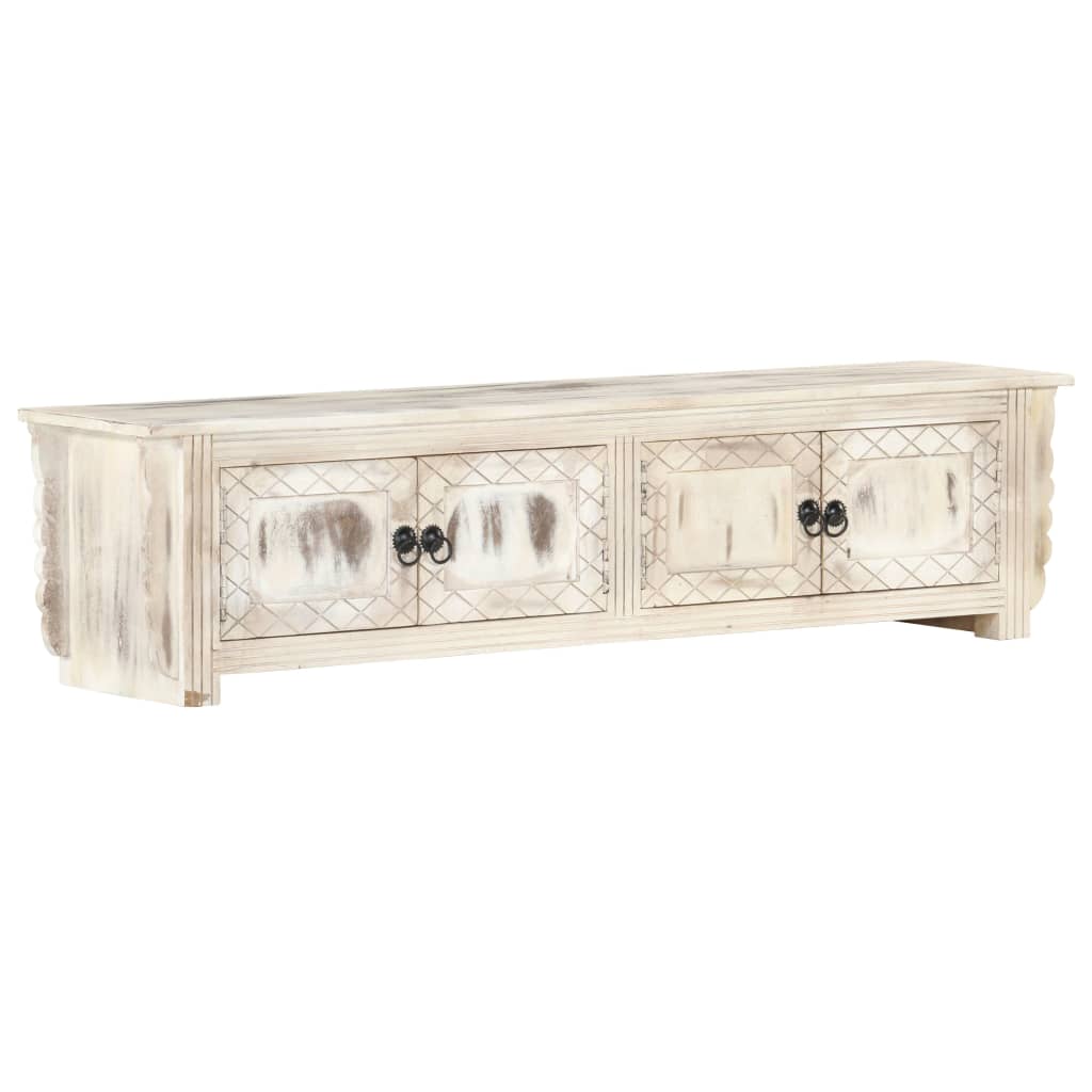 TV-Schrank Weiß 140x30x35 cm Massivholz Mango