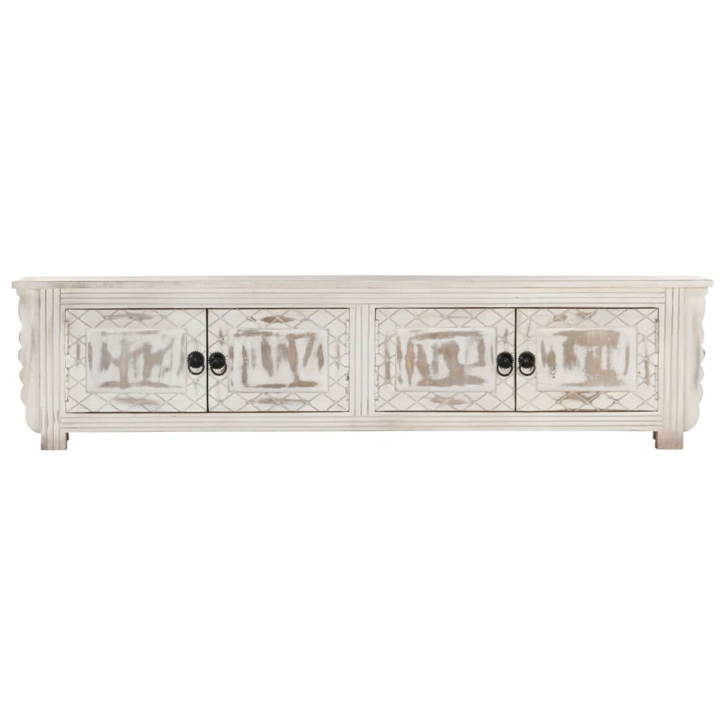 TV-Schrank Weiß 140x30x35 cm Massivholz Mango