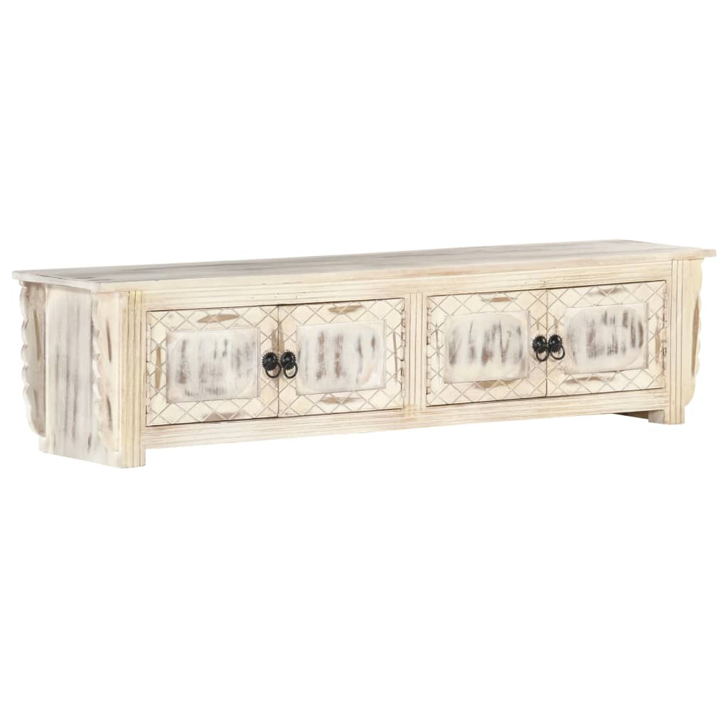TV-Schrank Weiß 140x30x35 cm Massivholz Mango