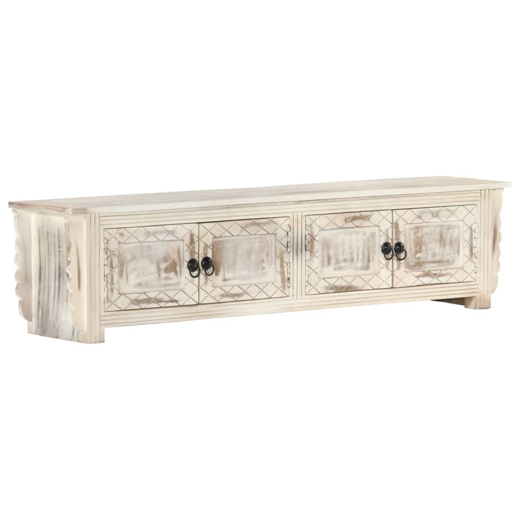 TV-Schrank Weiß 140x30x35 cm Massivholz Mango