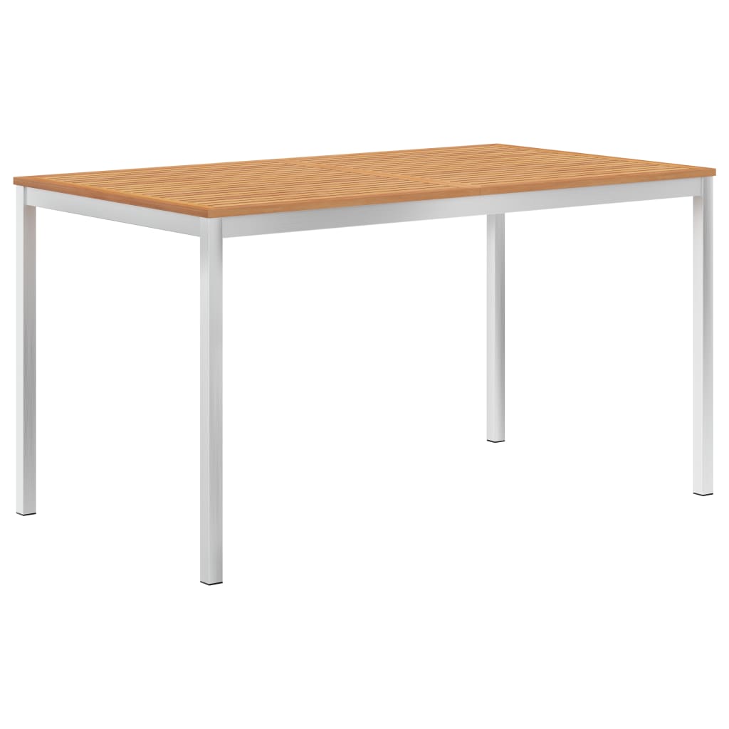 Garten-Esstisch 140x80x75 cm Massivholz Teak und Edelstahl