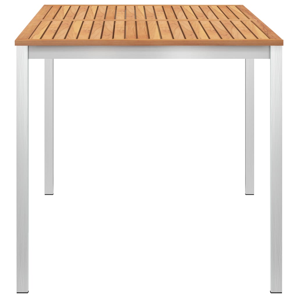 Garten-Esstisch 140x80x75 cm Massivholz Teak und Edelstahl