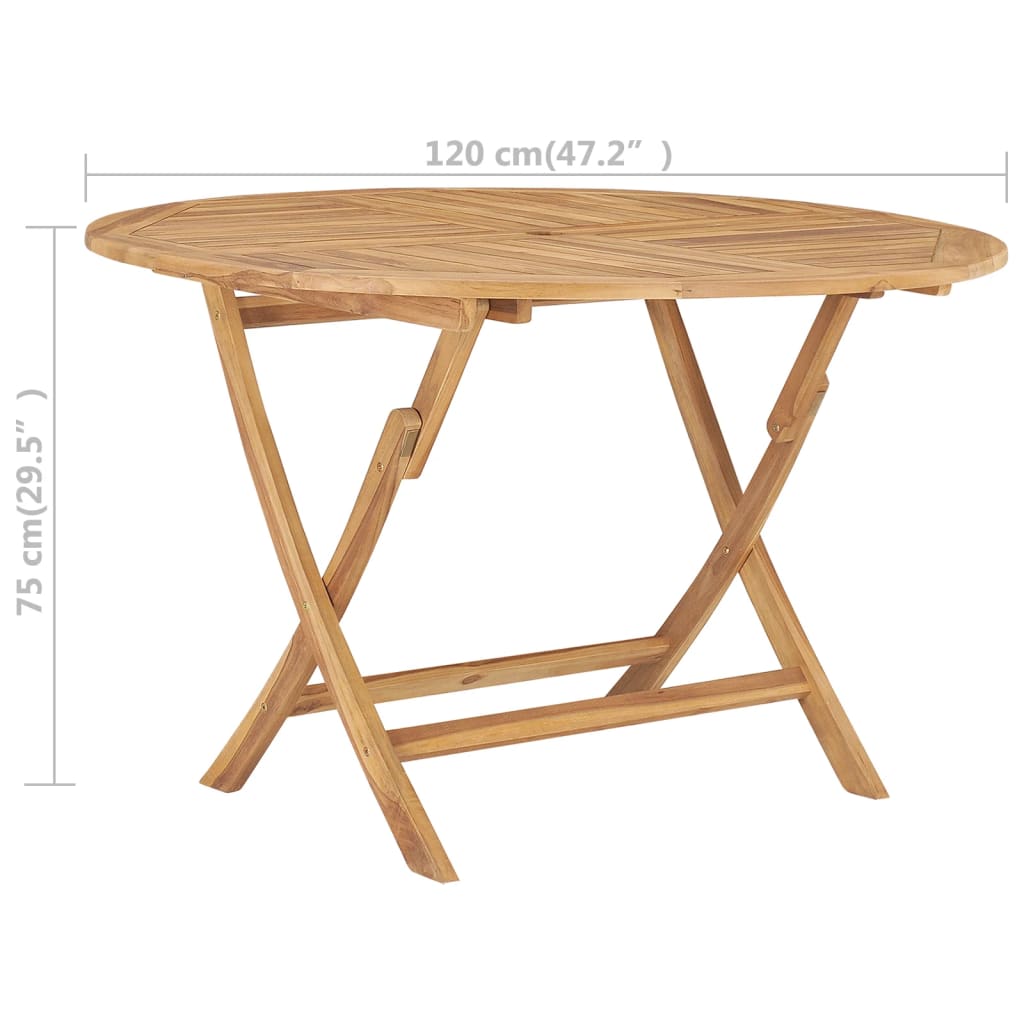 Gartentisch Klappbar Ø 120 cm Massivholz Teak