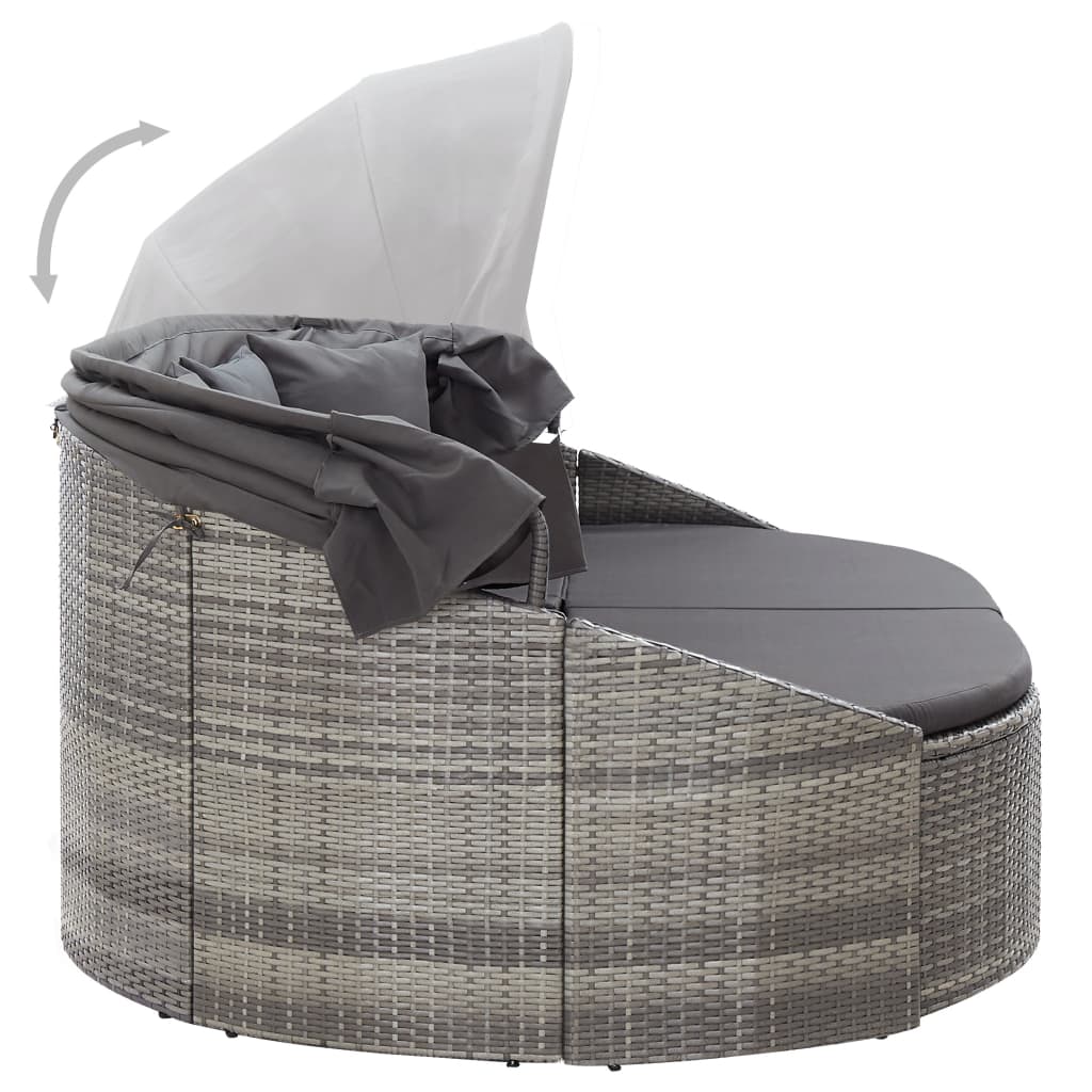 Outdoor-Loungebett mit Dach Grau