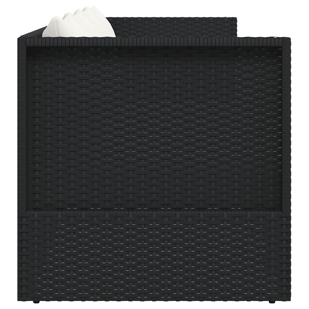 Garten-Sofabett mit Kissen Poly Rattan Schwarz