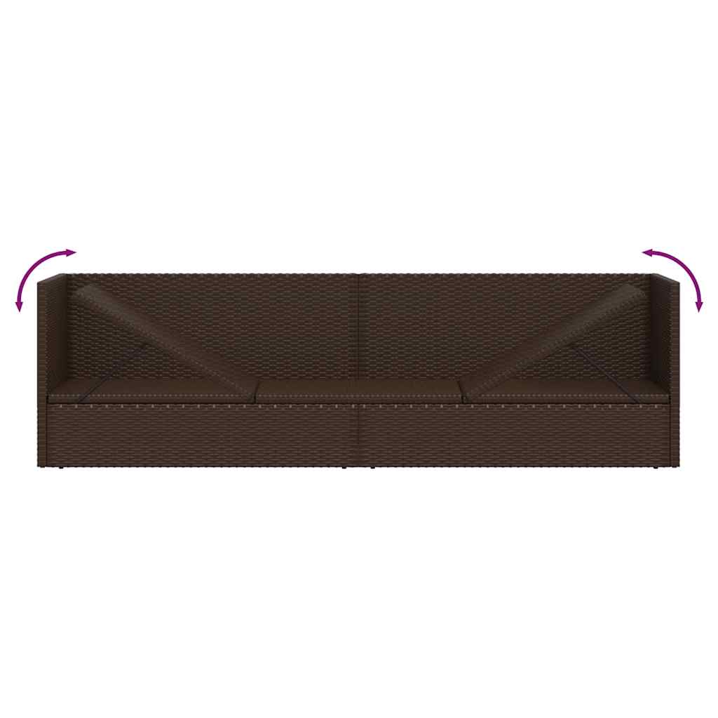 Garten-Sofabett mit Kissen Poly Rattan Braun