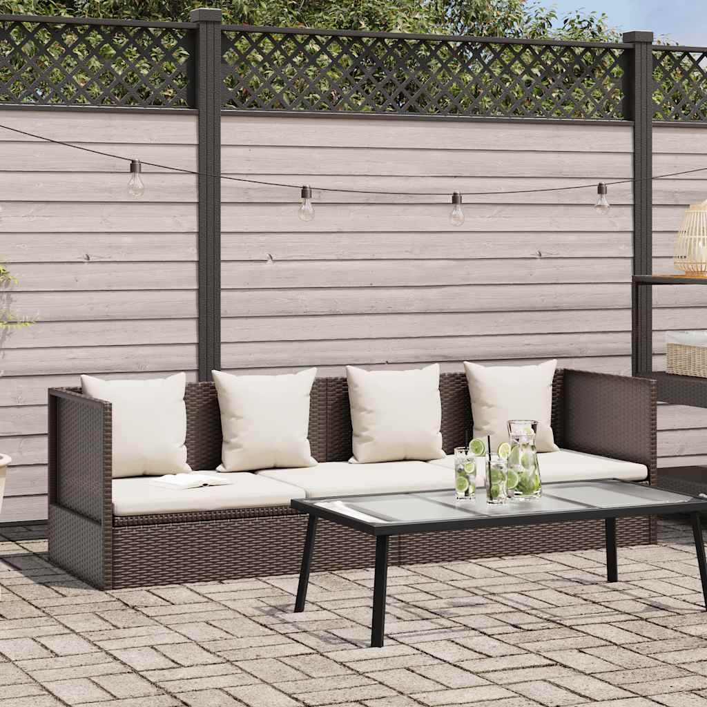 Garten-Sofabett mit Kissen Poly Rattan Braun