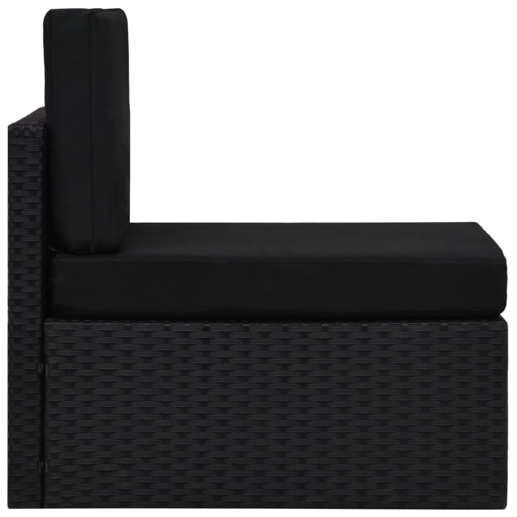 Modulares Mittelsofa Poly Rattan Schwarz
