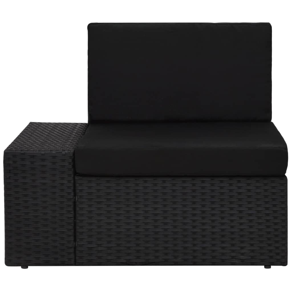 Modulares Sofa-Eckteil mit Armlehne (rechts) Poly Rattan Schwarz