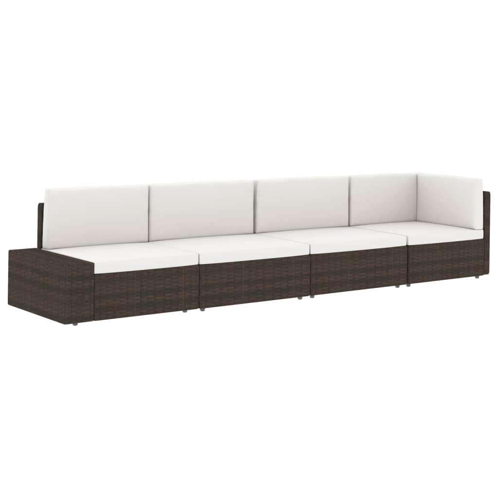 Modulares Sofa-Eckteil mit Armlehne (links) Poly Rattan Braun