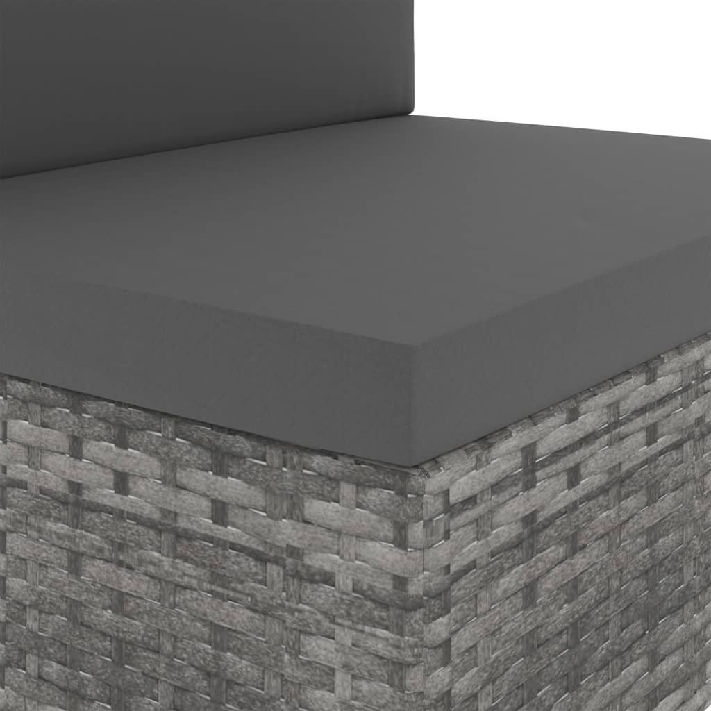 Modulares 3-Sitzer-Sofa Poly Rattan Grau