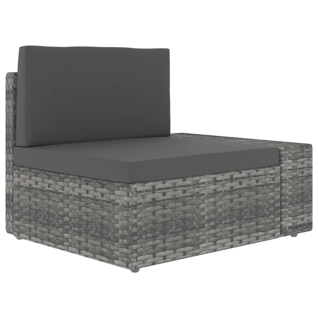 Modulares 3-Sitzer-Sofa Poly Rattan Grau