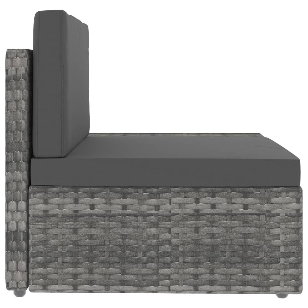 Modulares 3-Sitzer-Sofa Poly Rattan Grau
