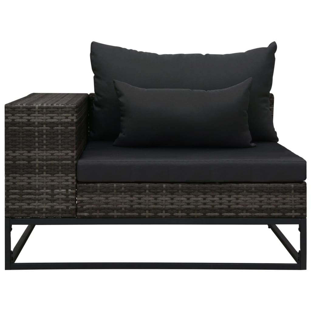 4-tlg. Garten-Sofagarnitur mit Auflagen Poly Rattan Grau