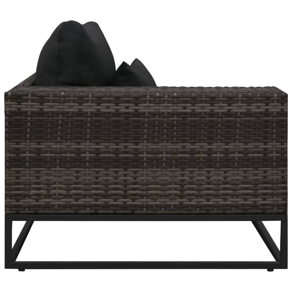 4-tlg. Garten-Sofagarnitur mit Auflagen Poly Rattan Grau