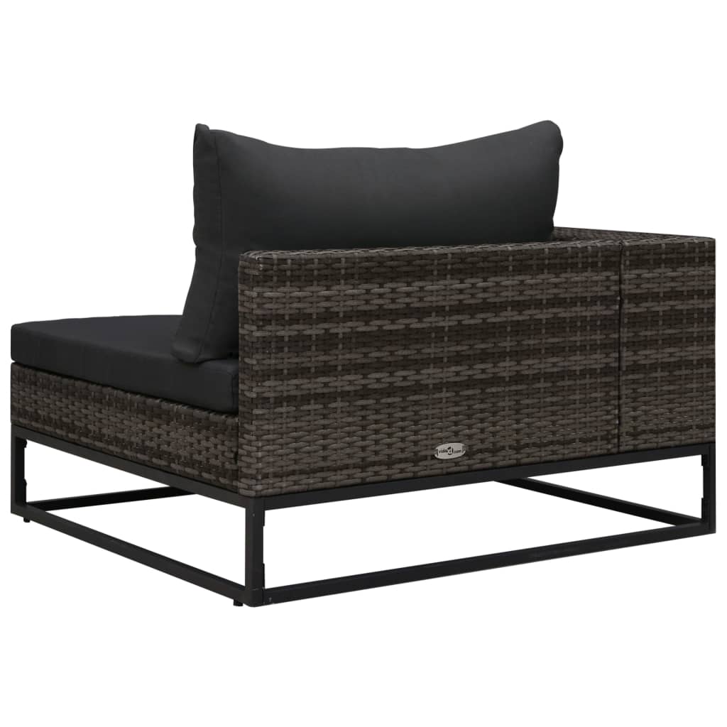 4-tlg. Garten-Sofagarnitur mit Auflagen Poly Rattan Grau