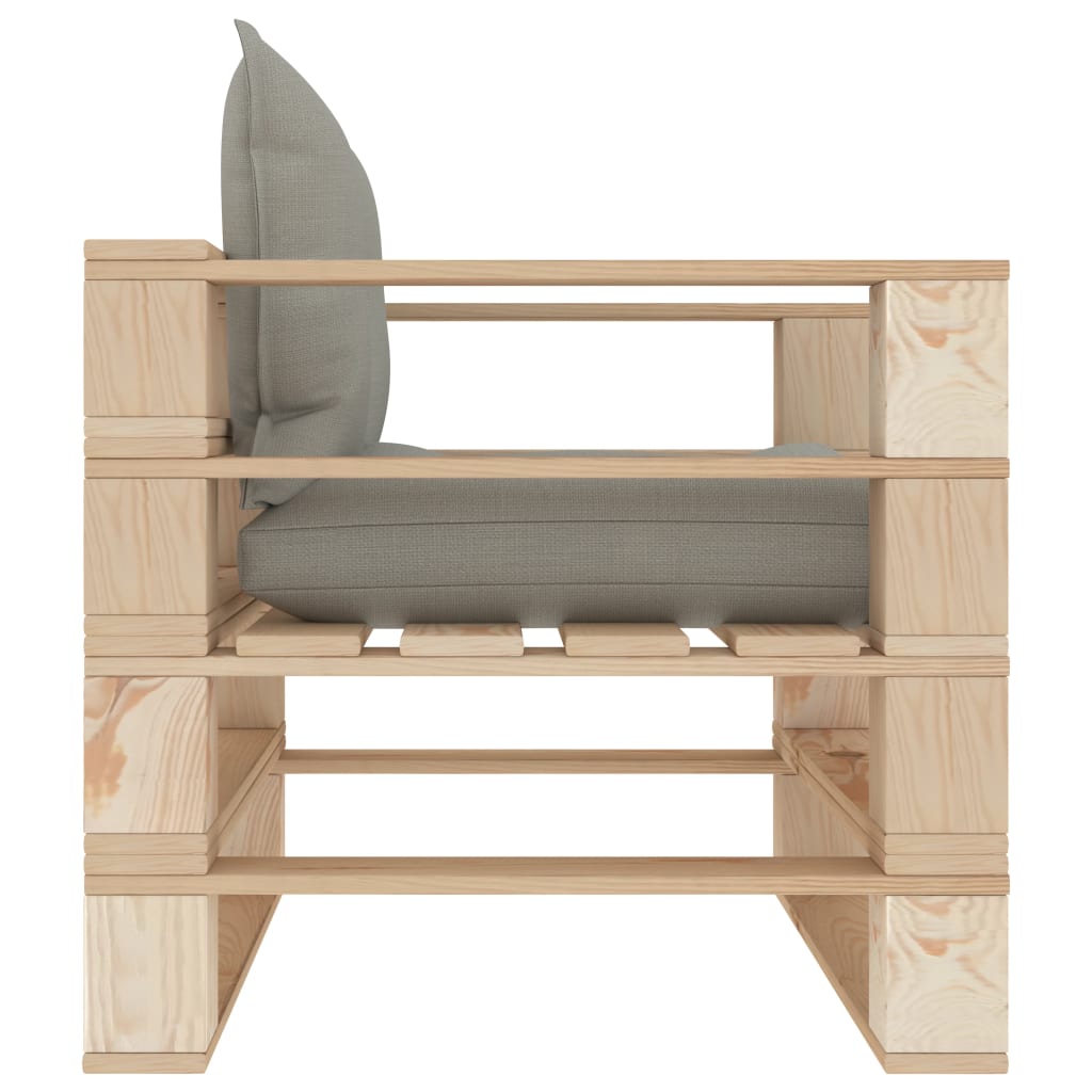 Garten-Palettensofa mit Kissen in Taupe Holz