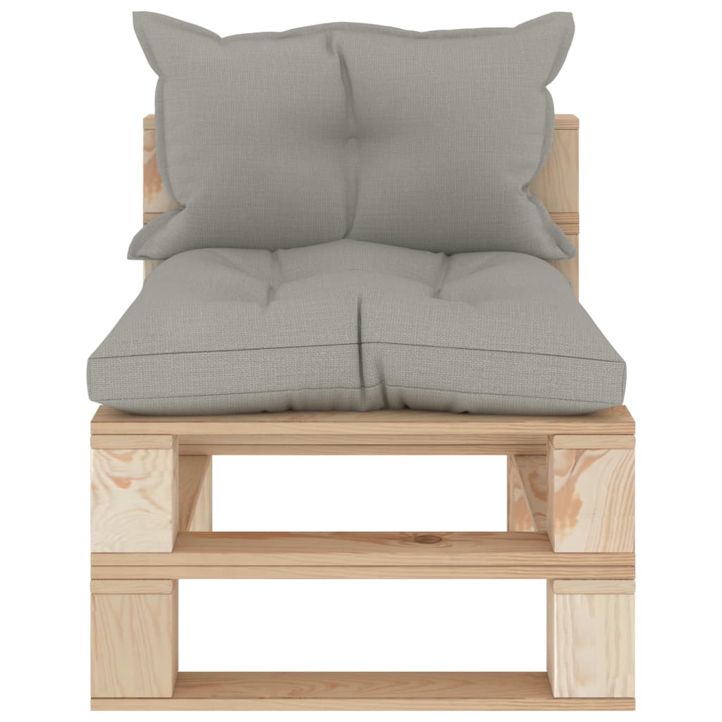 Garten-Paletten-Mittelsofa mit Kissen in Taupe Holz