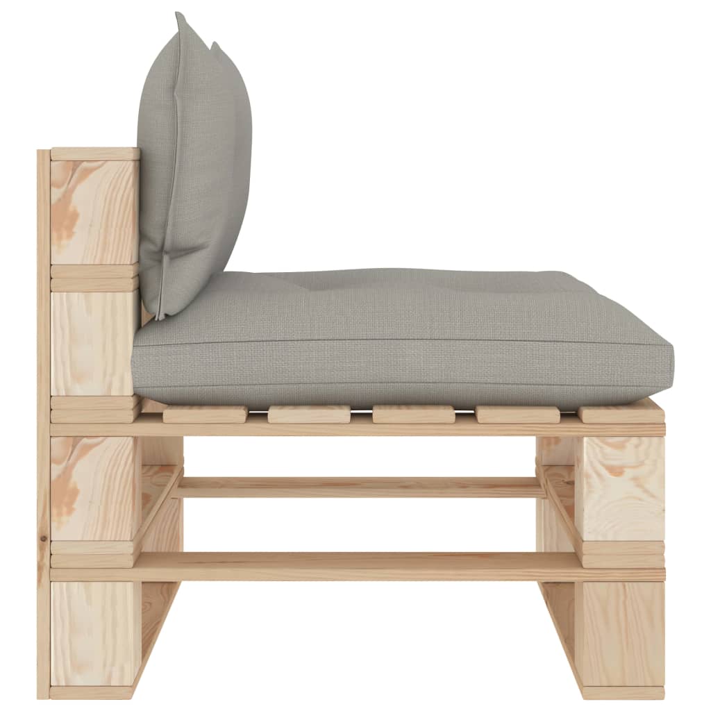Garten-Paletten-Mittelsofa mit Kissen in Taupe Holz