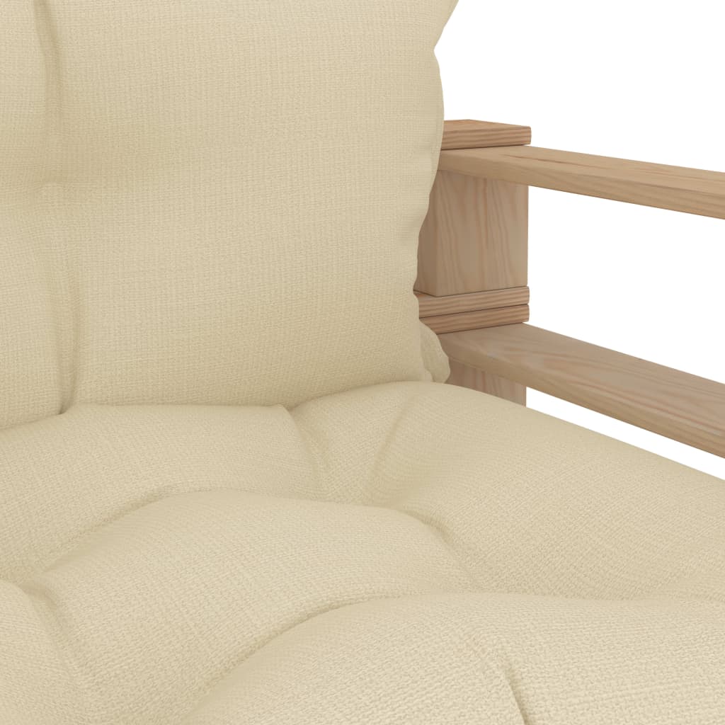 Garten-Palettensofa mit Kissen in Creme Holz