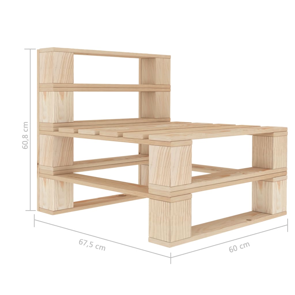 Garten-Paletten-Mittelsofa mit Kissen in Creme Holz