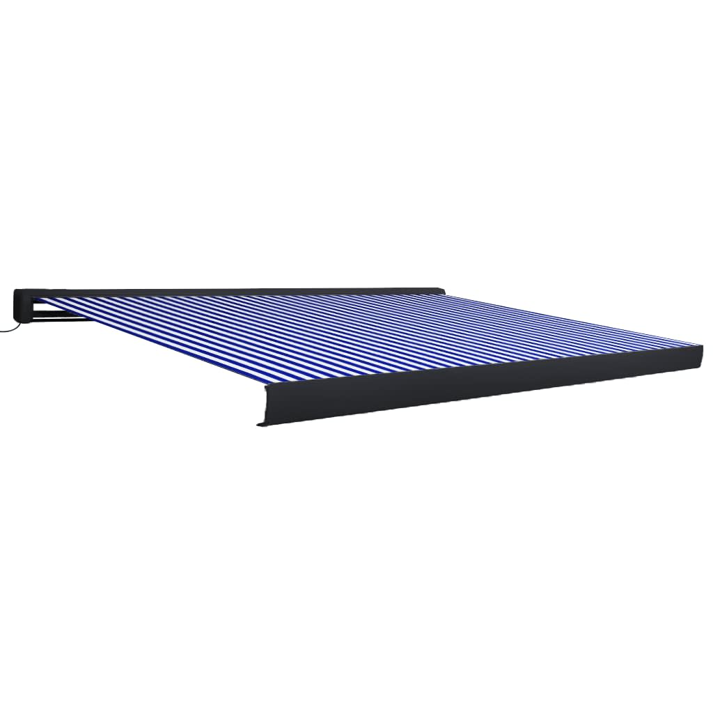 Kassettenmarkise mit Motor 450x300 cm Blau und Weiß