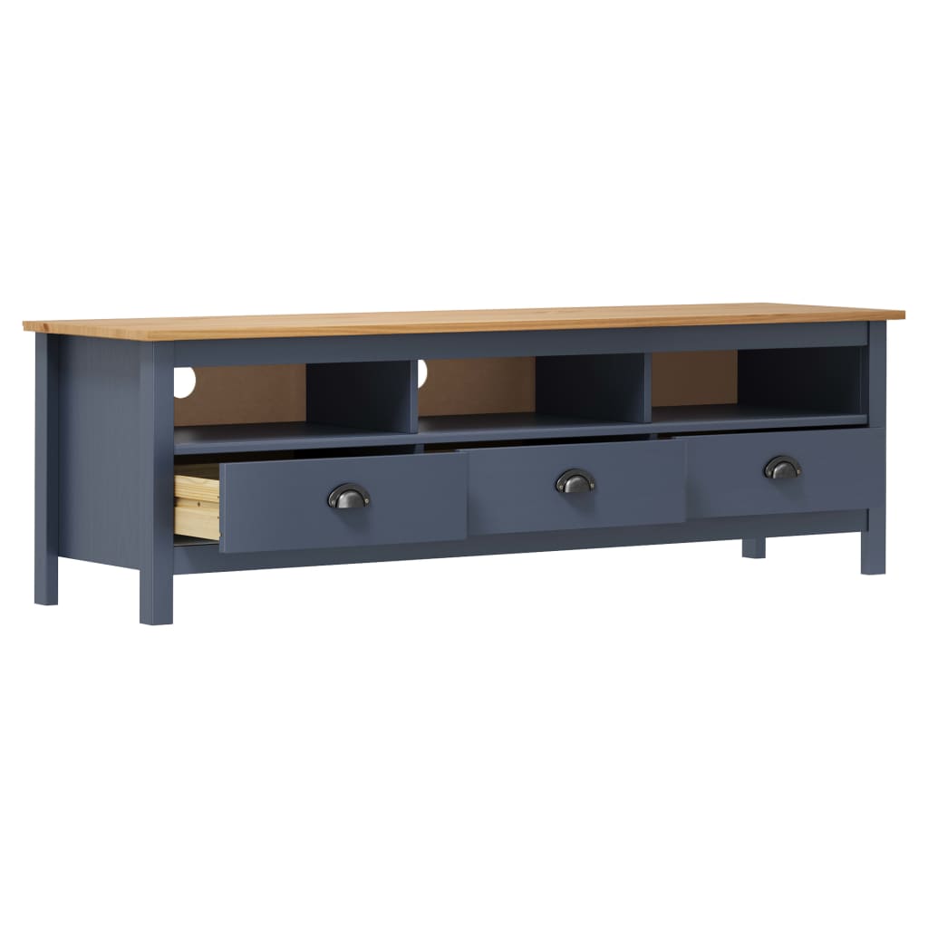 TV-Schrank Hill Grau 158x40x47 cm Massivholz Kiefer