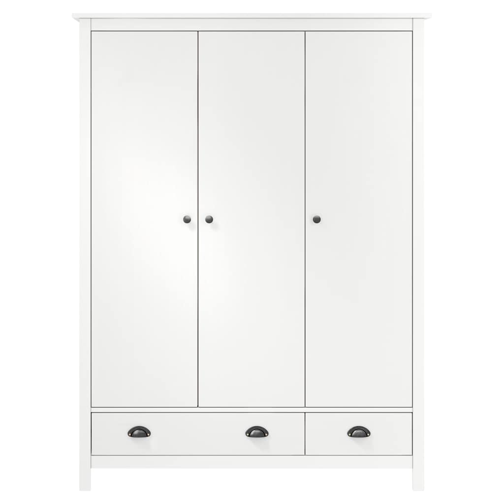 Kleiderschrank mit 3 Türen Hill Weiß 127x50x170 cm Kiefernholz