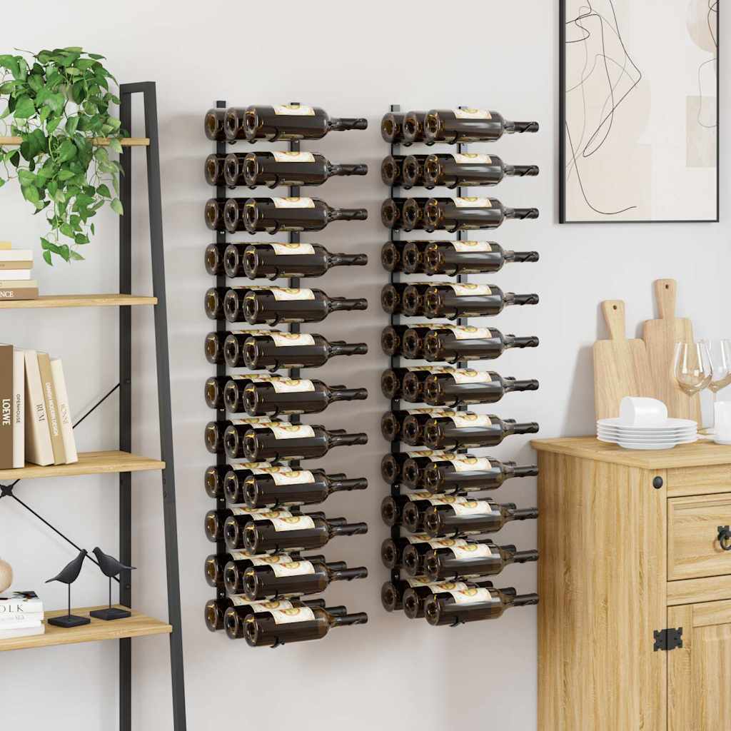 Wand-Weinregale für 72 Flaschen 2 Stk. Schwarz Eisen