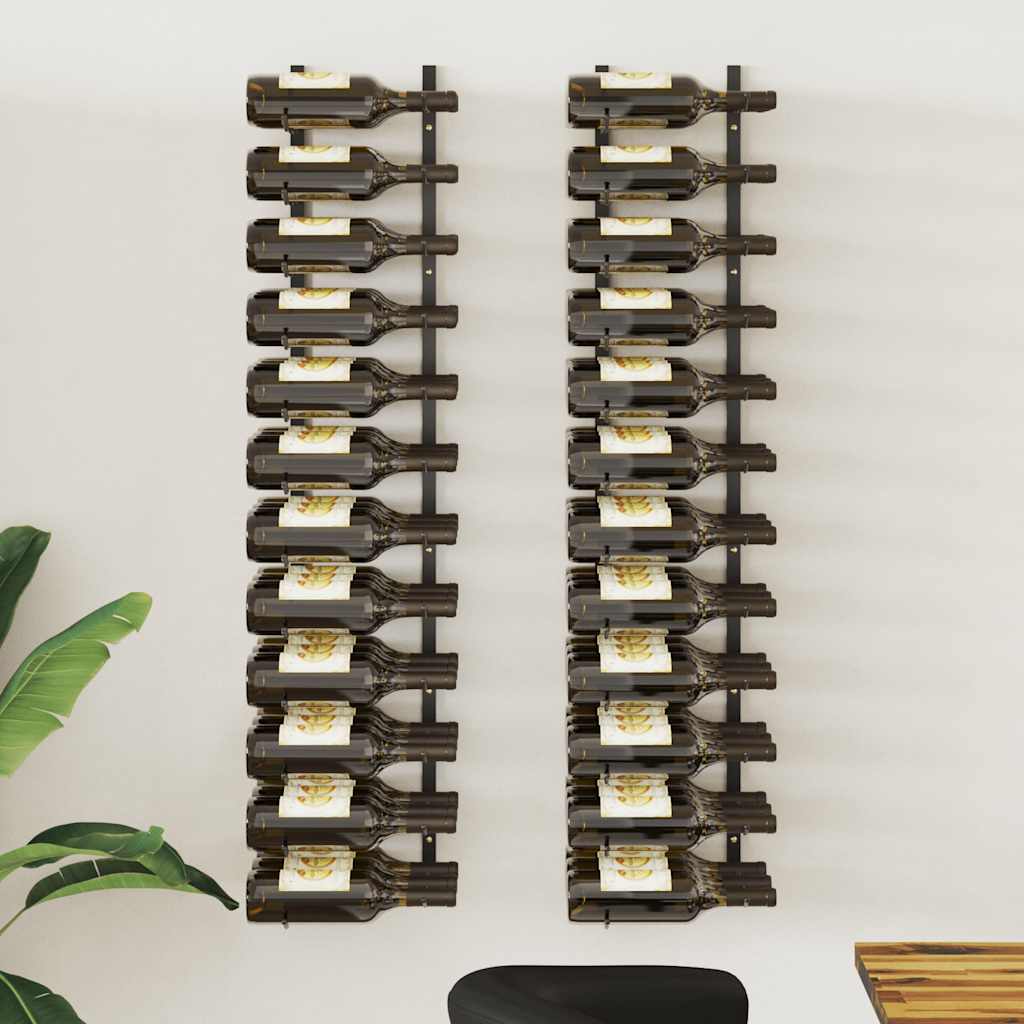 Wand-Weinregale für 72 Flaschen 2 Stk. Schwarz Eisen