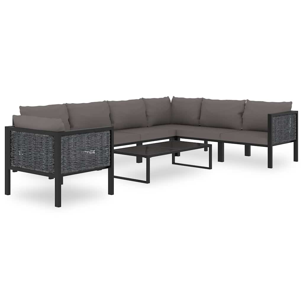 Sofa-Eckelement mit Linker Armlehne Poly Rattan Anthrazit