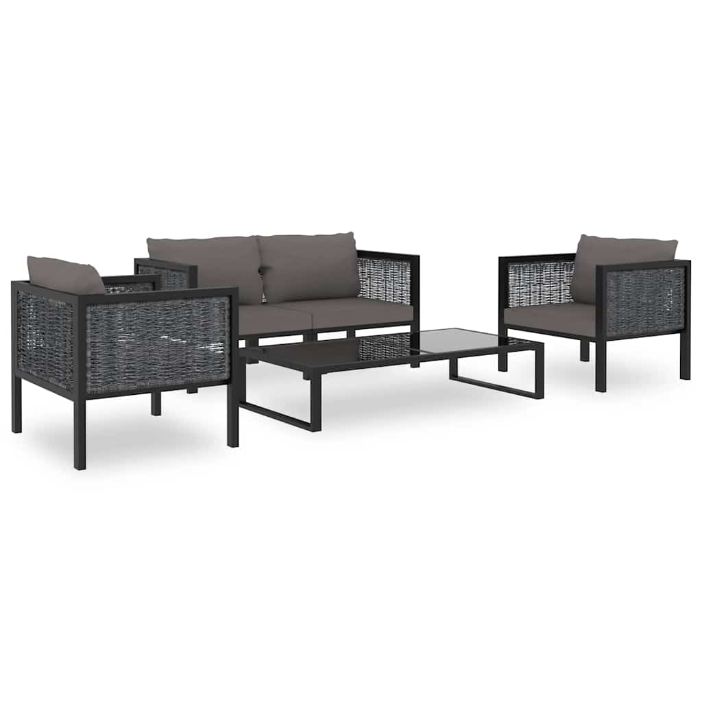 Sofa-Mittelelement mit Kissen Poly Rattan Anthrazit