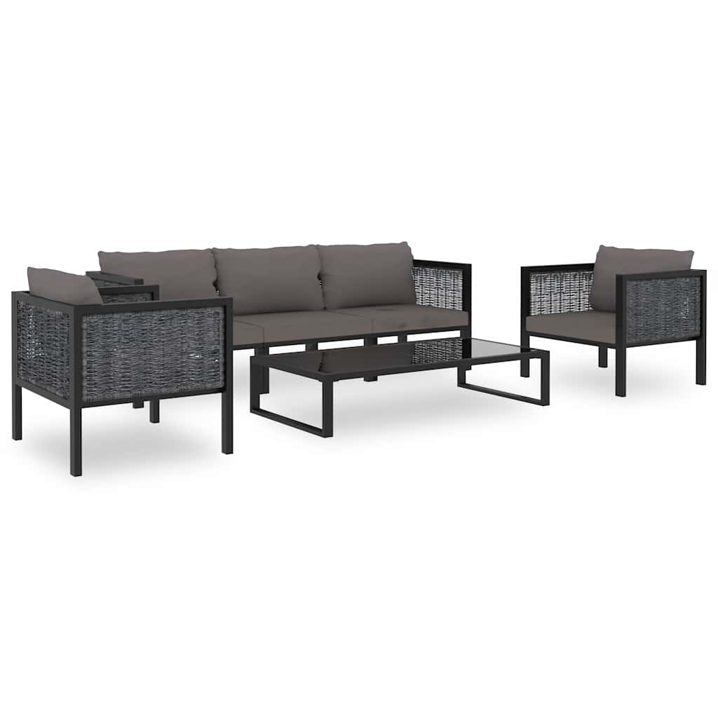 Sofa-Mittelelement mit Kissen Poly Rattan Anthrazit