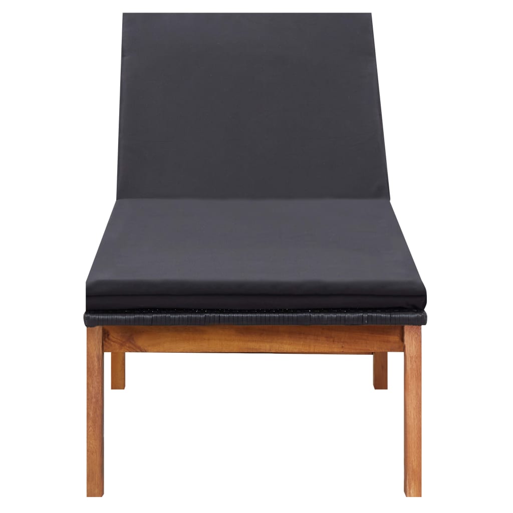Sonnenliegen 2 Stk. mit Tisch Poly Rattan und Massivholz Akazie