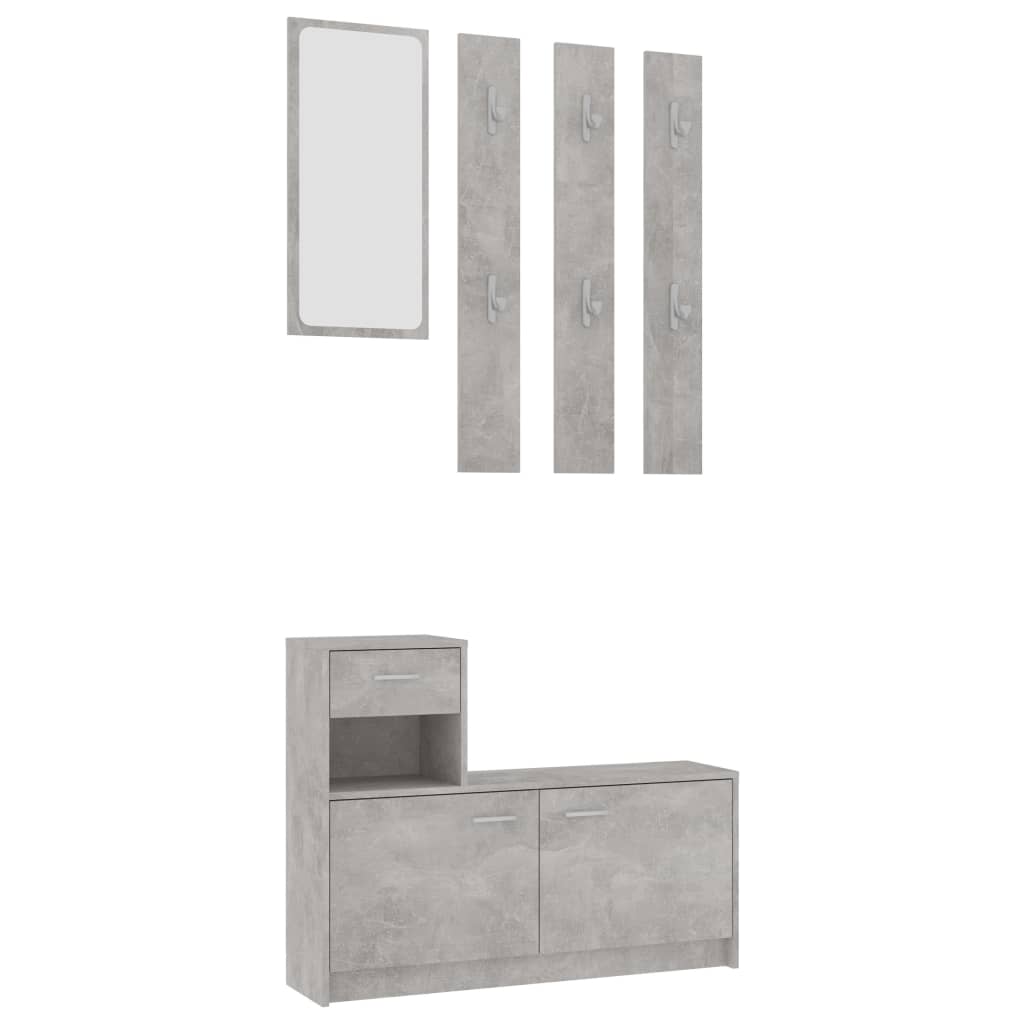 Garderobenset Flur Betongrau 100x25x76,5 cm Holzwerkstoff