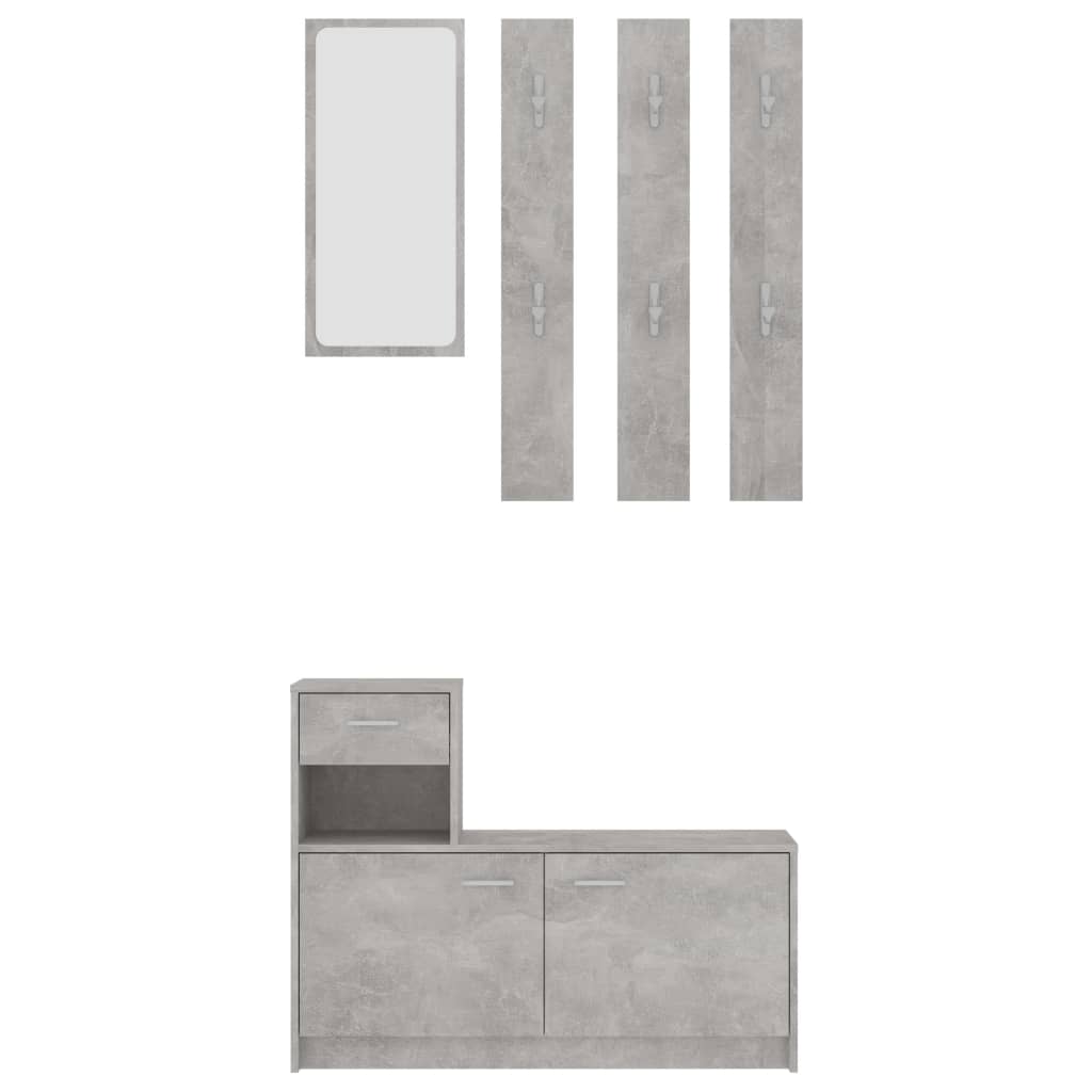 Garderobenset Flur Betongrau 100x25x76,5 cm Holzwerkstoff