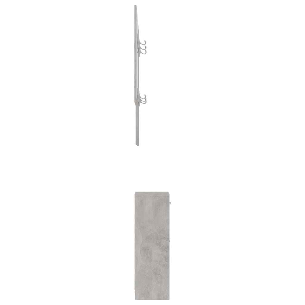 Garderobenset Flur Betongrau 100x25x76,5 cm Holzwerkstoff