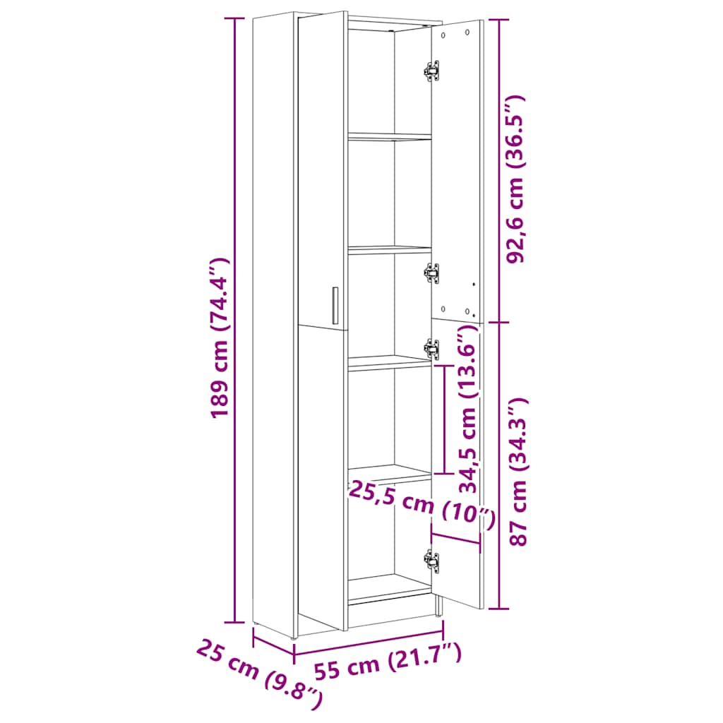 Garderobenschrank Weiß 55x25x189 cm Holzwerkstoff