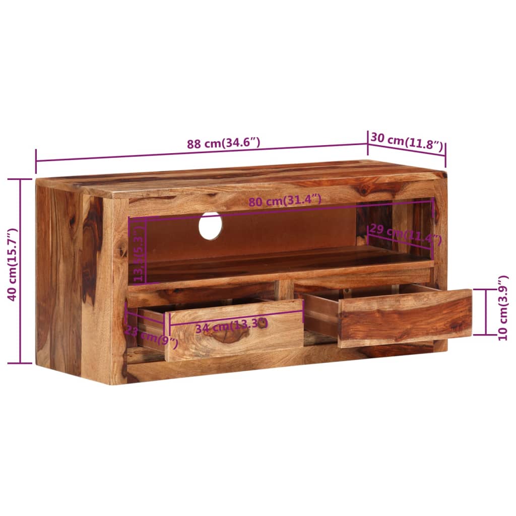 TV-Schrank 88x30x40 cm Massivholz