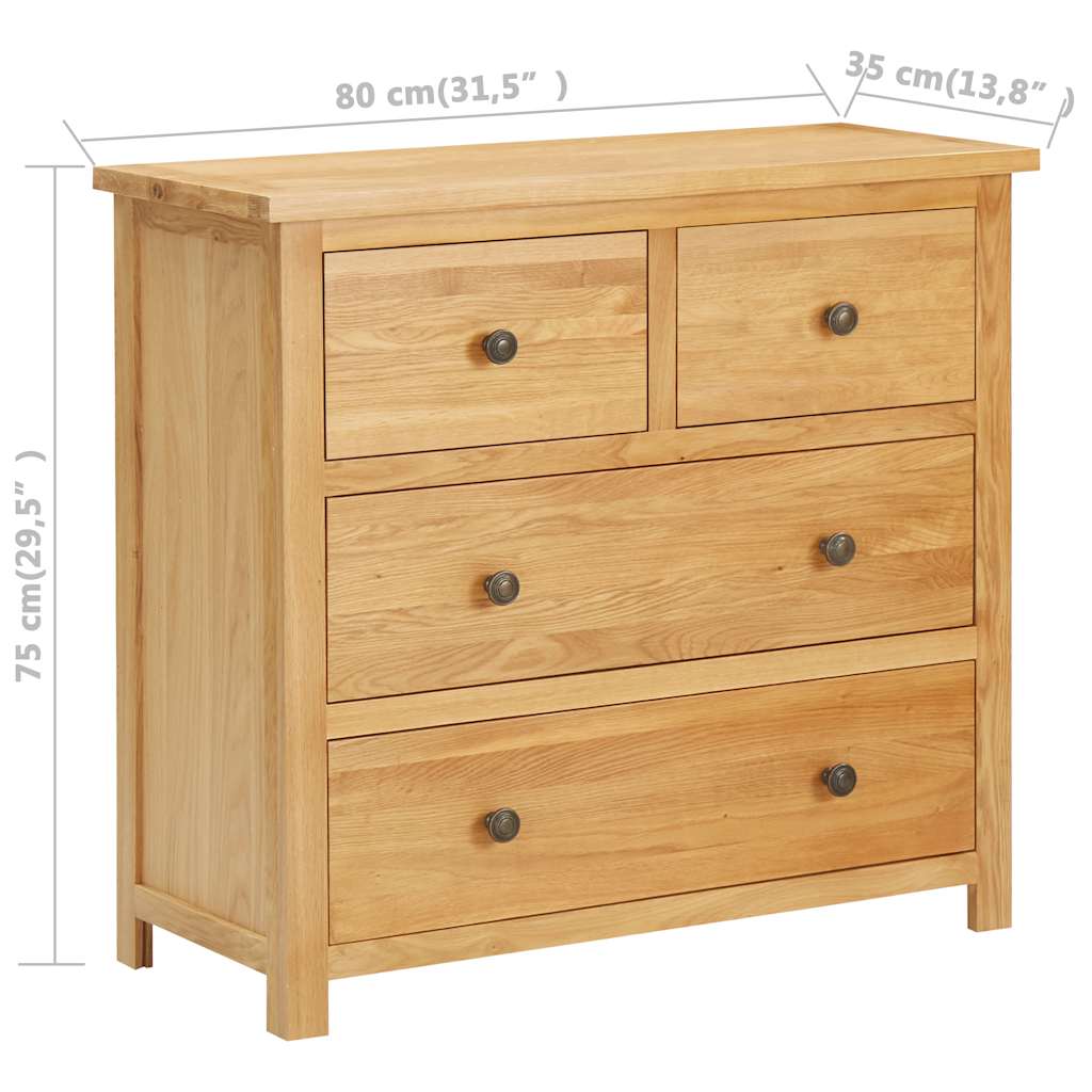 Kommode 80x35x75 cm Massivholz Eiche