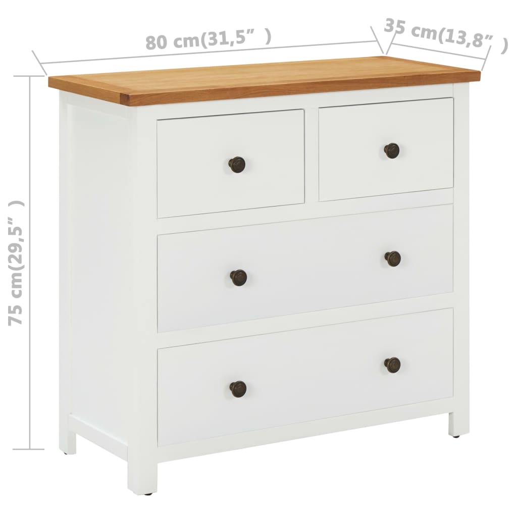 Kommode 80x35x75 cm Massivholz Eiche