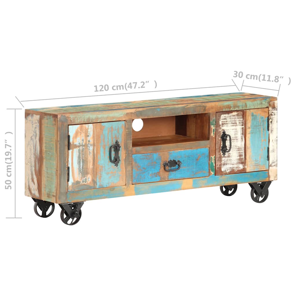 TV-Schrank 120 x 30 x 50 cm Recyceltes Massivholz