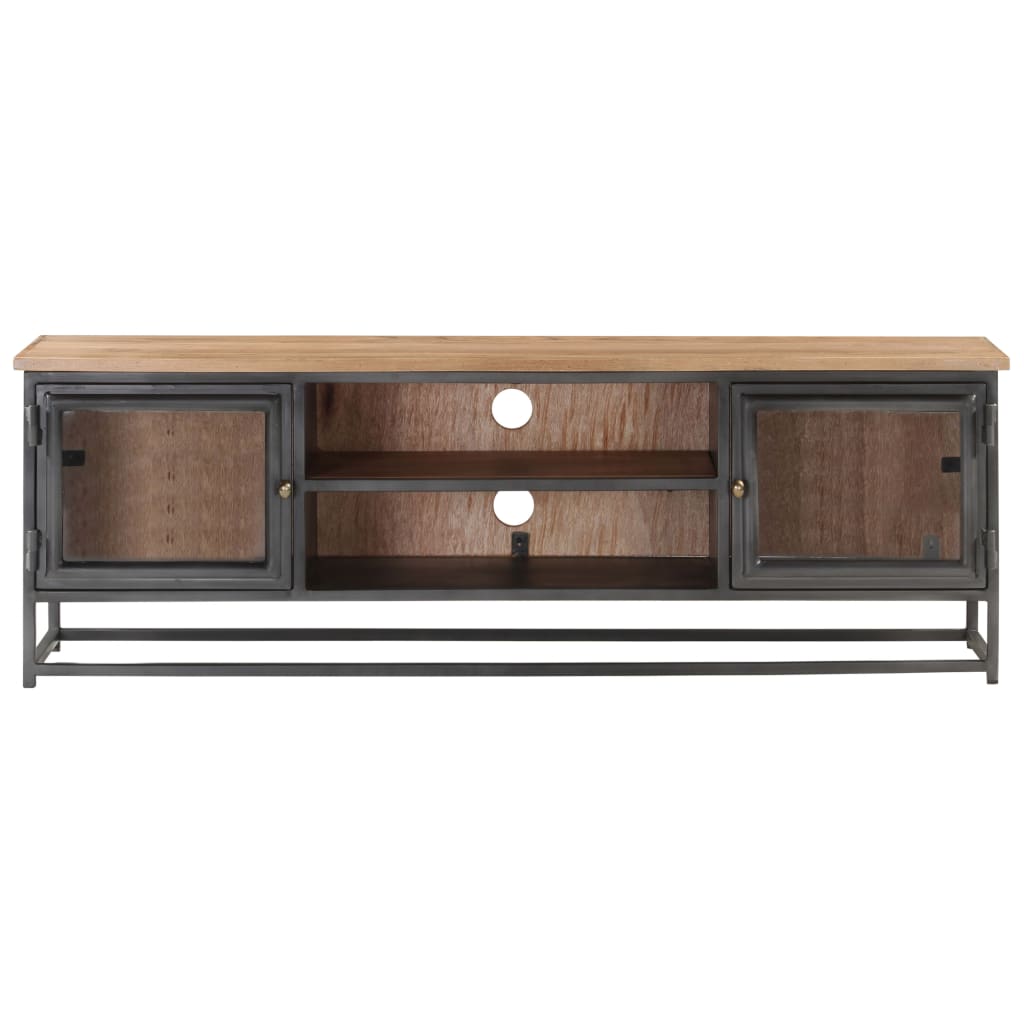 TV-Schrank Grau 120x30x40 cm Massivholz Akazie und Stahl