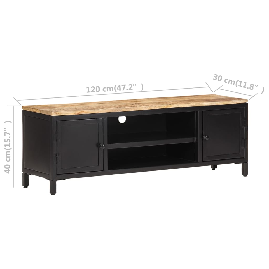 TV-Schrank 120x30x40 cm Raues Mango-Massivholz