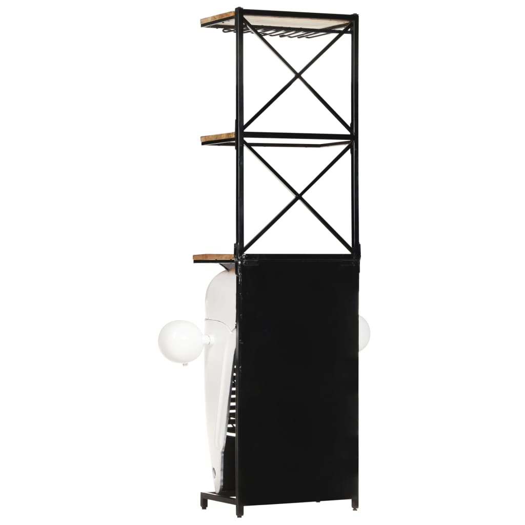 Traktor-Weinschrank Weiß 49x31x172 cm Raues Mangoholz