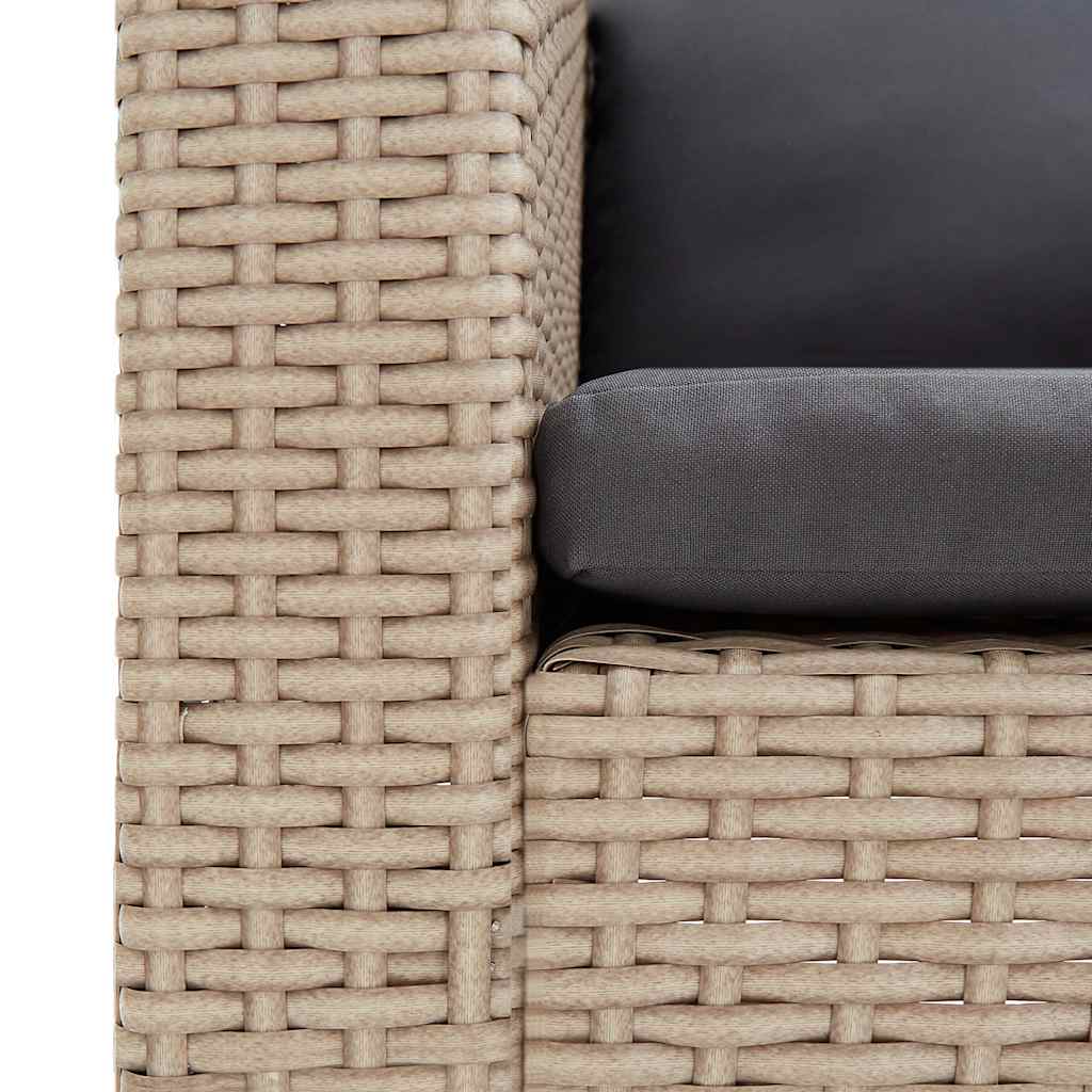 3-Sitzer-Gartensofa mit Auflagen Poly Rattan Beige