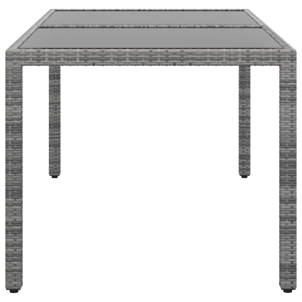 Gartentisch 150x90x75 cm Hartglas und Poly Rattan Grau